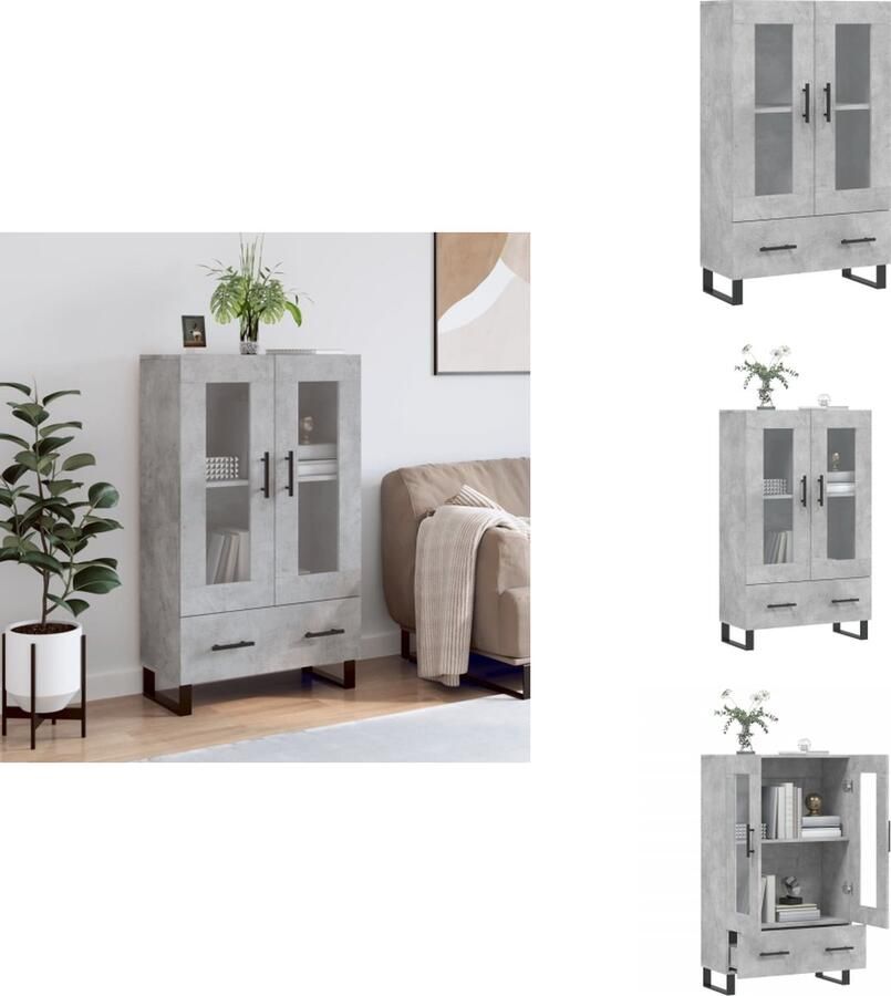 VidaXL Hoge Kast Hoge Kasten Dressoir Kast Hoge kast 69-5x31x115 cm bewerkt hout betongrijs - Foto 2