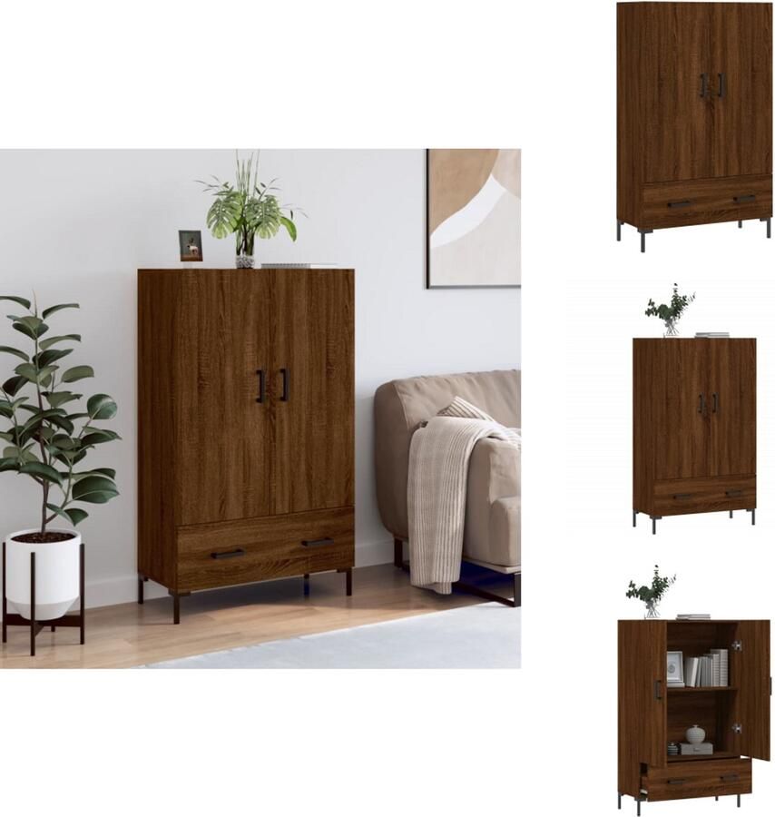 VidaXL Hoge Kast Hoge Kasten Dressoir Kast Hoge kast 69-5x31x115 cm bewerkt hout bruineikenkleurig