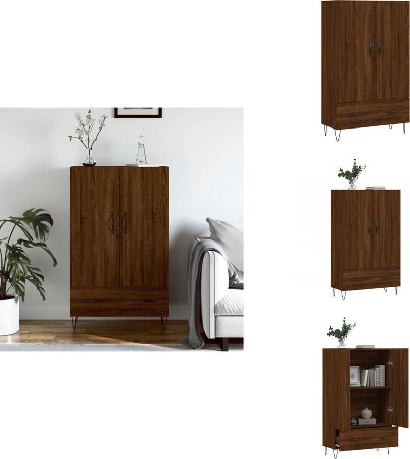 VidaXL Hoge Kast Hoge Kasten Dressoir Kast Hoge kast 69-5x31x115 cm bewerkt hout bruineikenkleurig - Foto 3