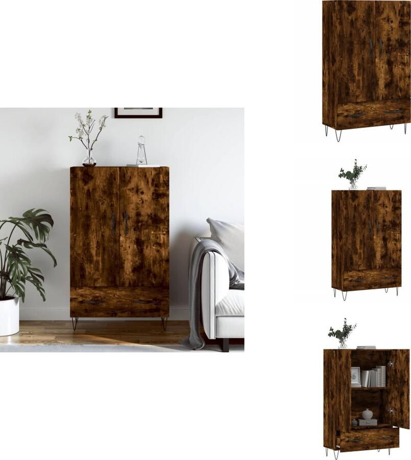 VidaXL Hoge Kast Hoge Kasten Dressoir Kast Hoge kast 69 5x31x115 cm bewerkt hout gerookt eikenkleurig