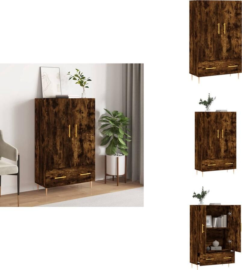 VidaXL Hoge Kast Hoge Kasten Dressoir Kast Hoge kast 69 5x31x115 cm bewerkt hout gerookt eikenkleurig - Foto 2
