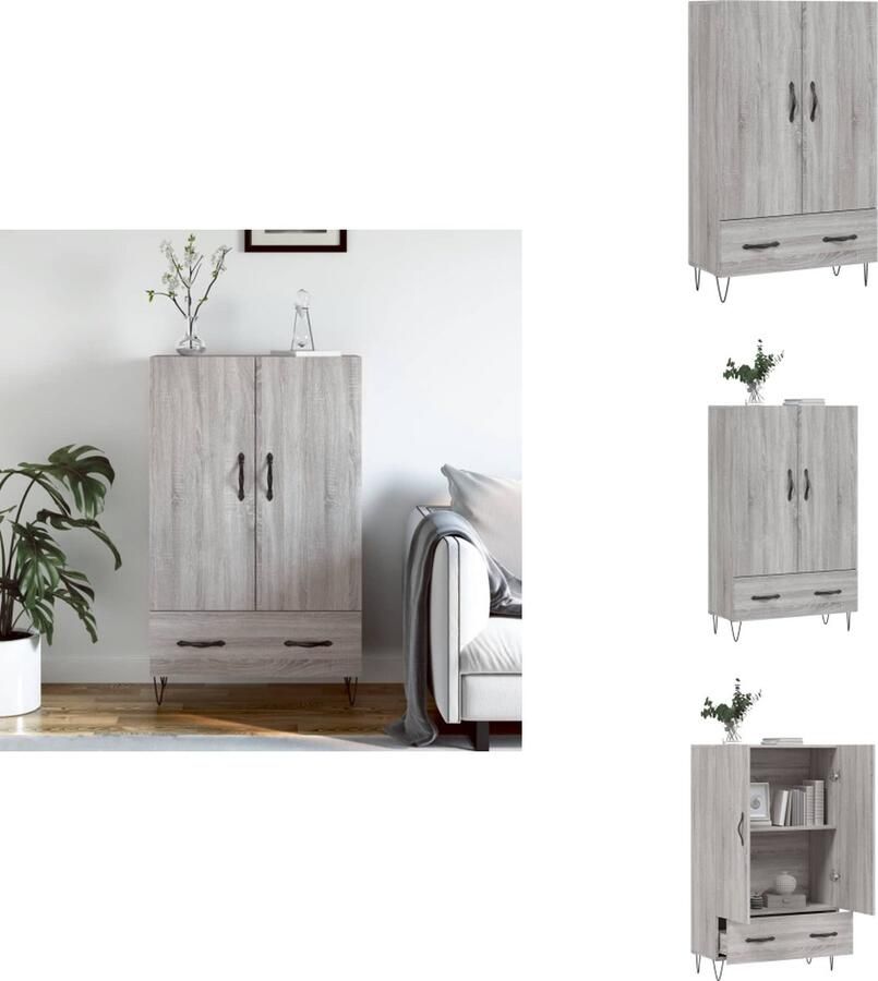 VidaXL Hoge Kast Hoge Kasten Dressoir Kast Hoge kast 69-5x31x115 cm bewerkt hout grijs sonoma eikenkleurig - Foto 4