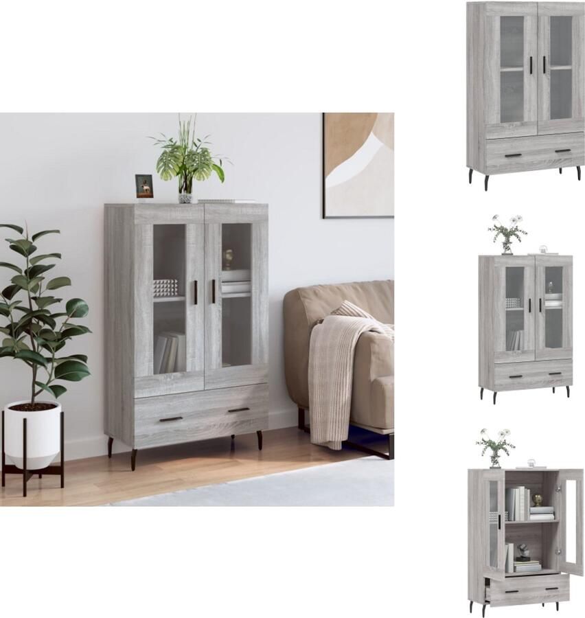 VidaXL Hoge Kast Hoge Kasten Dressoir Kast Hoge kast 69-5x31x115 cm bewerkt hout grijs sonoma eikenkleurig - Foto 3