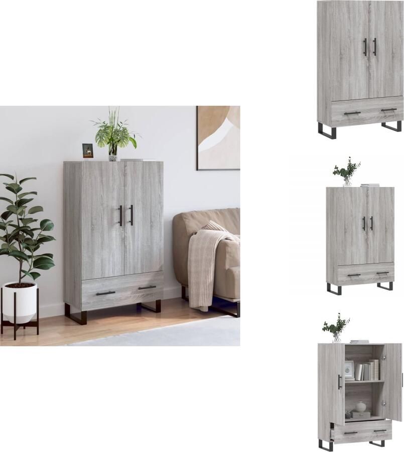 VidaXL Hoge Kast Hoge Kasten Dressoir Kast Hoge kast 69-5x31x115 cm bewerkt hout grijs sonoma eikenkleurig - Foto 5