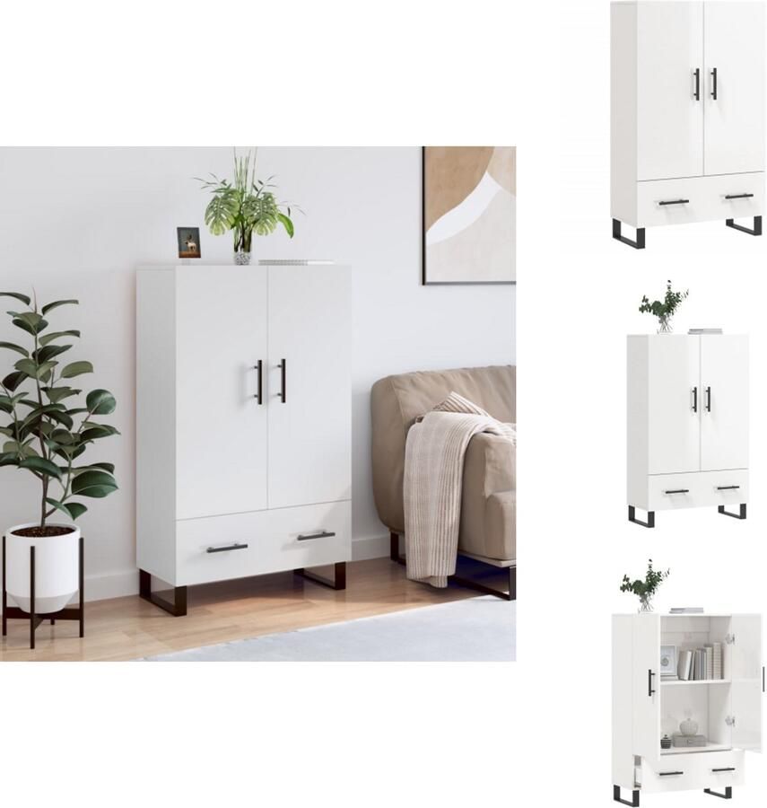 VidaXL Hoge Kast Hoge Kasten Dressoir Kast Hoge kast 69-5x31x115 cm bewerkt hout hoogglans wit