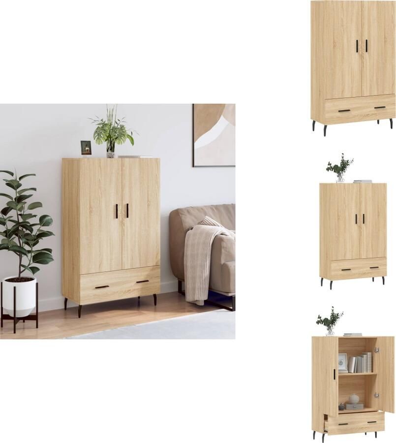 VidaXL Hoge Kast Hoge Kasten Dressoir Kast Hoge kast 69-5x31x115 cm bewerkt hout sonoma eikenkleurig - Foto 3