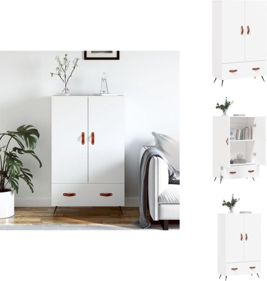 VidaXL Hoge Kast Hoge Kasten Dressoir Kast Hoge kast 69-5x31x115 cm bewerkt hout wit