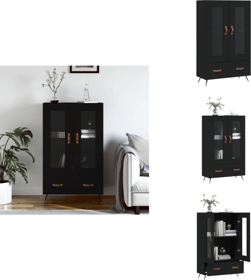 VidaXL Hoge Kast Buffetkast 69.5 x 31 x 115 cm Duurzaam Hout Metalen Poten Voldoende Opbergruimte Keukenkast