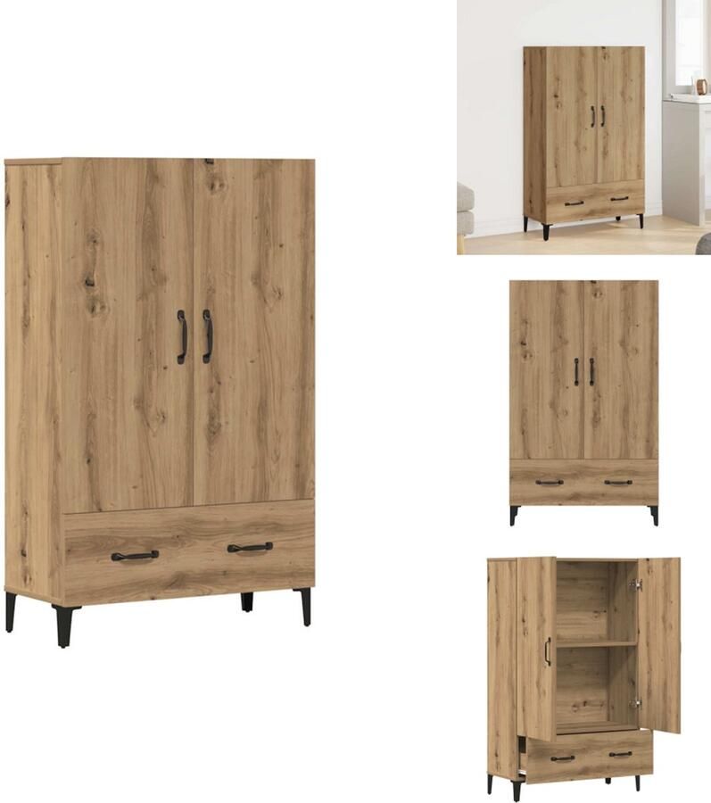 VidaXL Hoge Kast Hoge Kasten Dressoir Kast Hoge kast 70x31x115 cm bewerkt hout artisanaal eikenkleur