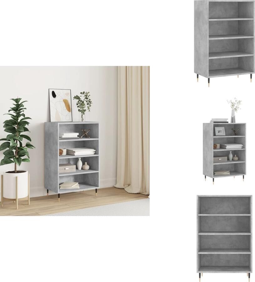 VidaXL Hoge Kast Hoge Kasten Dressoir Opbergrek Hoge kast 57x35x90 cm bewerkt hout betongrijs