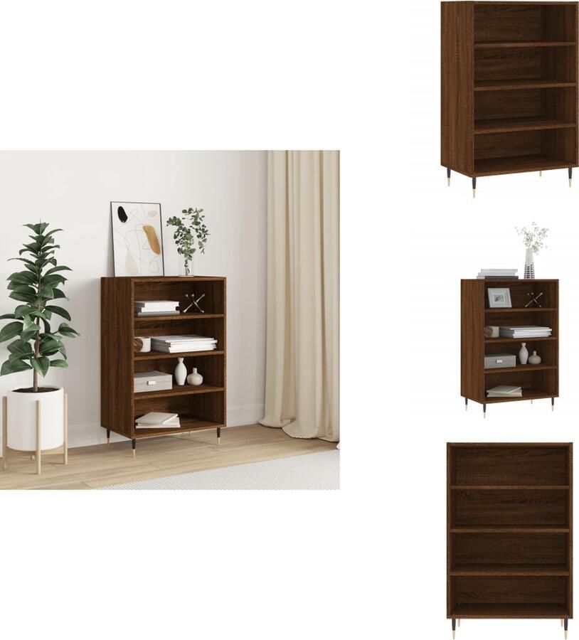 VidaXL Hoge Kast Hoge Kasten Dressoir Opbergrek Hoge kast 57x35x90 cm bewerkt hout bruineikenkleurig