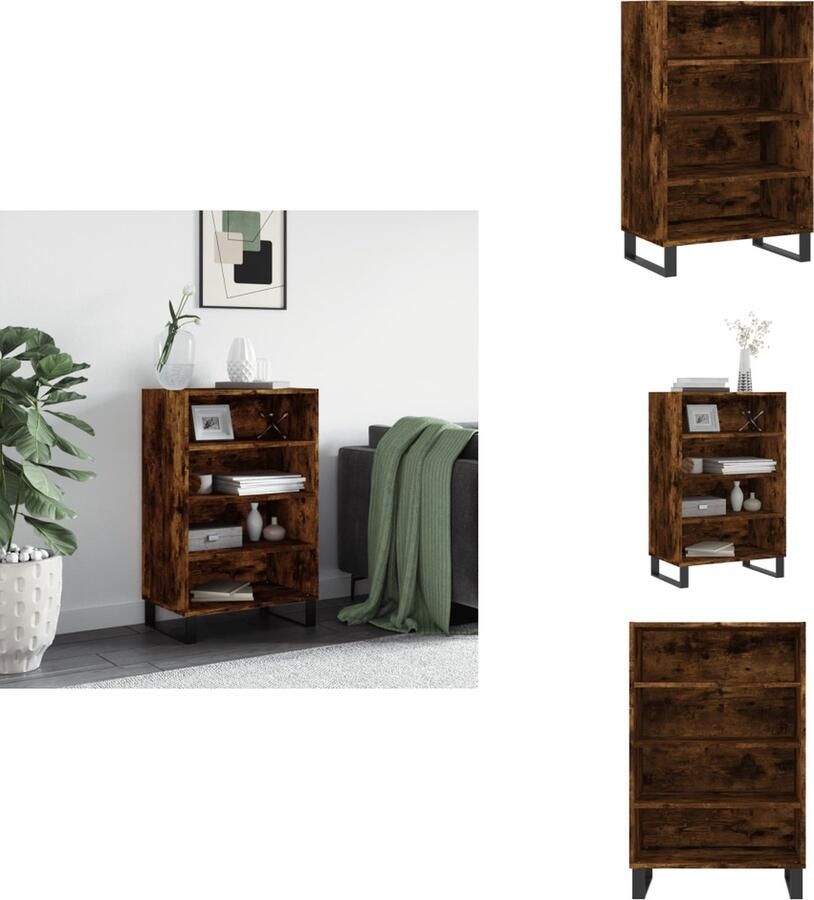 VidaXL Hoge Kast Hoge Kasten Dressoir Opbergrek Hoge kast 57x35x90 cm bewerkt hout gerookt eikenkleurig