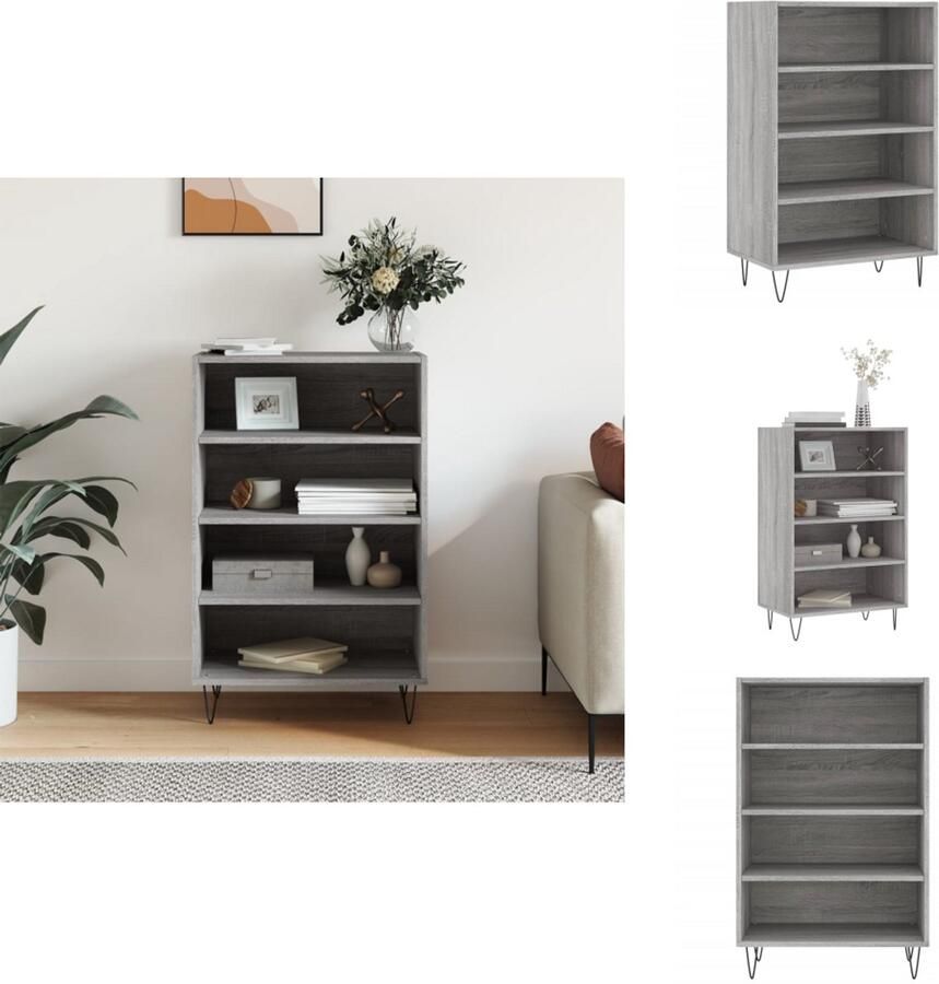 VidaXL Hoge Kast Hoge Kasten Dressoir Opbergrek Hoge kast 57x35x90 cm bewerkt hout grijs sonoma eikenkleurig