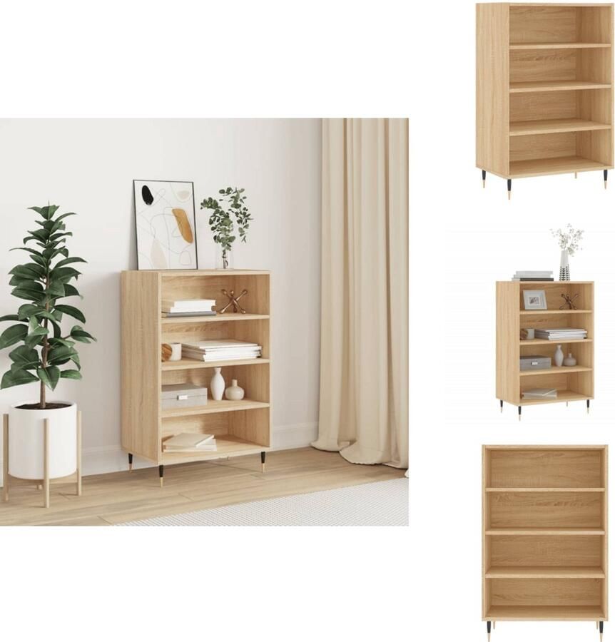 VidaXL Hoge Kast Hoge Kasten Dressoir Opbergrek Hoge kast 57x35x90 cm bewerkt hout sonoma eikenkleurig