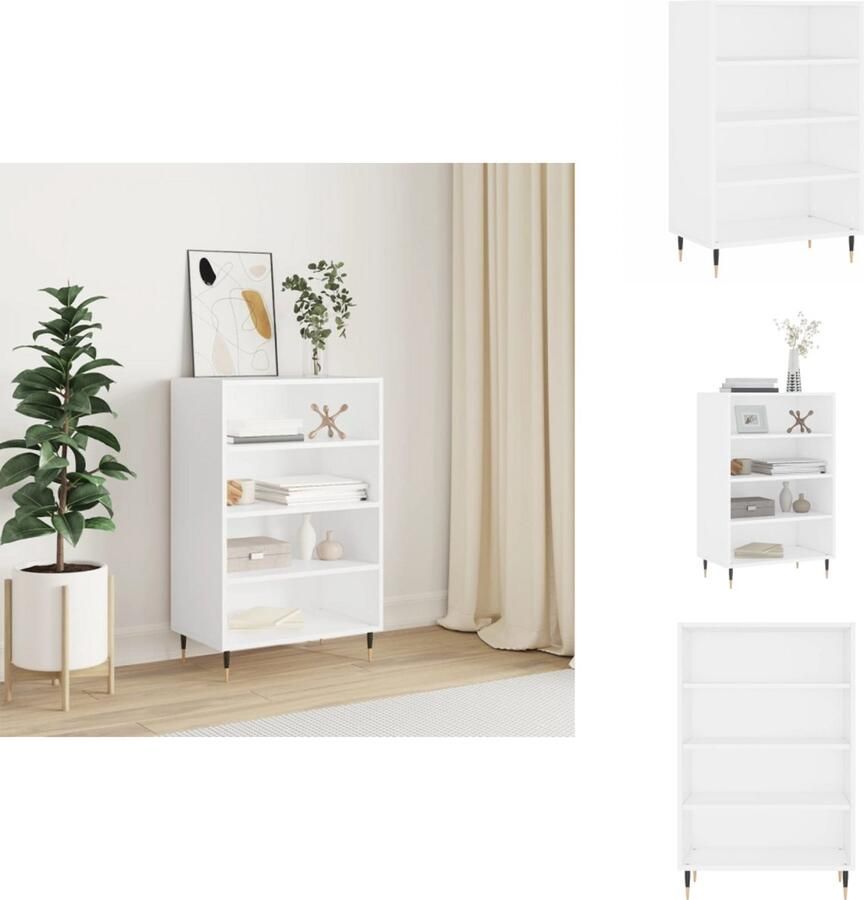 VidaXL Hoge Kast Hoge Kasten Dressoir Opbergrek Hoge kast 57x35x90 cm bewerkt hout wit