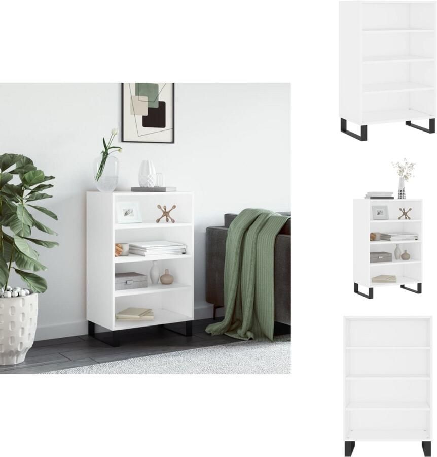 VidaXL Hoge Kast Hoge Kasten Dressoir Opbergrek Hoge kast 57x35x90 cm bewerkt hout wit - Foto 2