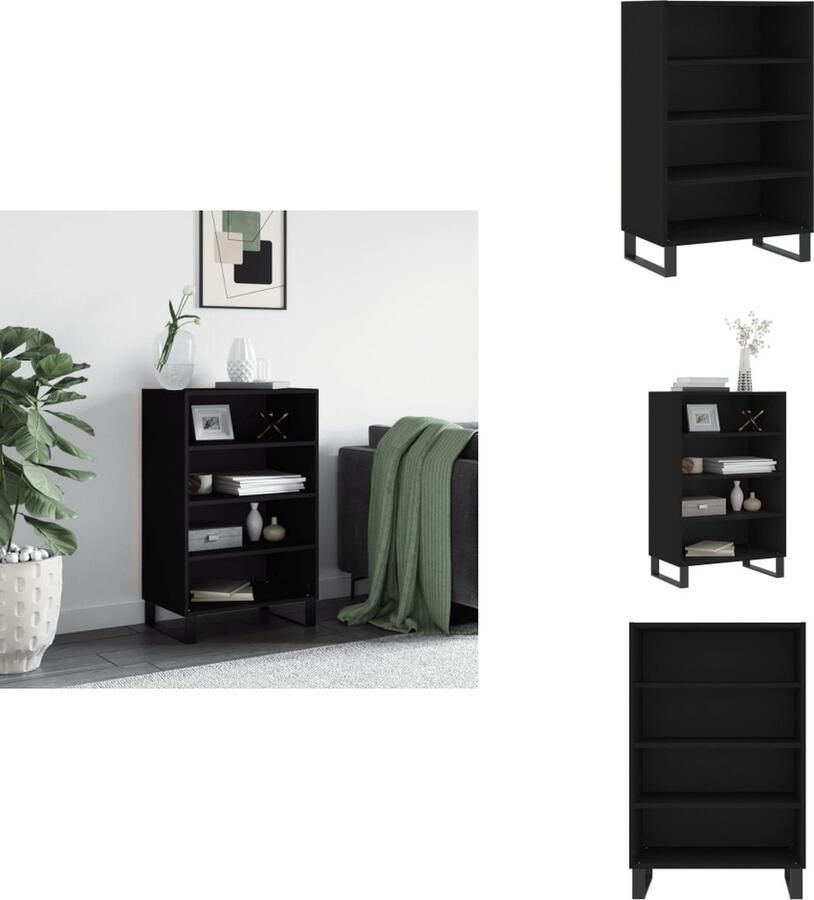 VidaXL Hoge Kast Hoge Kasten Dressoir Opbergrek Hoge kast 57x35x90 cm bewerkt hout zwart