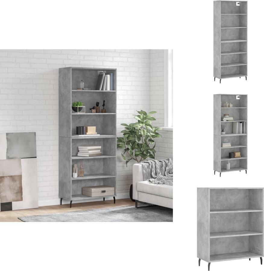 VidaXL Hoge Kast Bewerkt Hout Betongrijs 180 cm Hoge Kast Opbergkast Betonnen Grijze Kast Houten Kast Living Room Furniture - Foto 2