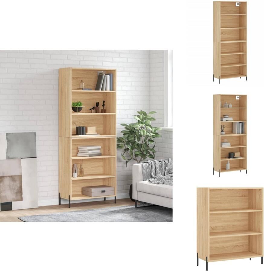 VidaXL Hoge Kast Sonoma Eikenkleurig 69 5x32 5x180 cm Hoge Kast Dressoir Opbergkast Houten Kast Sonomane Eiken