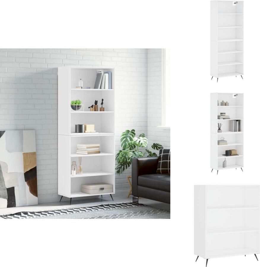 VidaXL Hoge Kast Hoge Kasten Dressoir Opbergrek Hoge kast 69 5x32 5x180 cm bewerkt hout wit