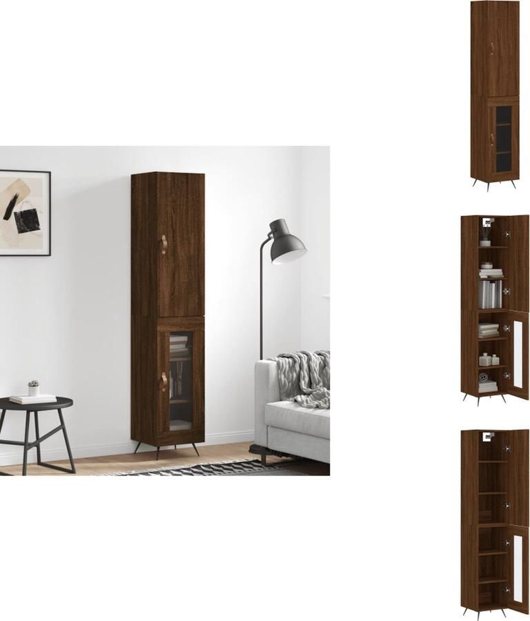 VidaXL Hoge Kast Hoge Kasten Hoge Kast Met Lade Kast -Hoge-kast-34-5x34x180-cm-bewerkt-hout-bruin-eikenkleur