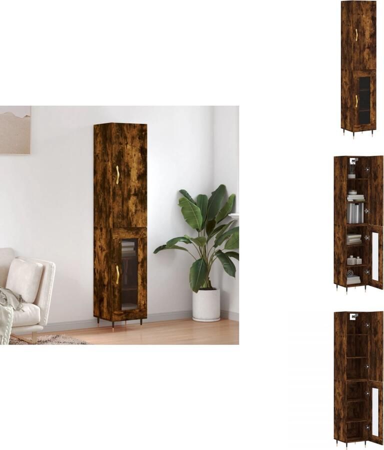 VidaXL Hoge Kast Hoge Kasten Hoge Kast Met Lade Kast -Hoge-kast-34-5x34x180-cm-bewerkt-hout-gerookt-eikenkleurig - Foto 5