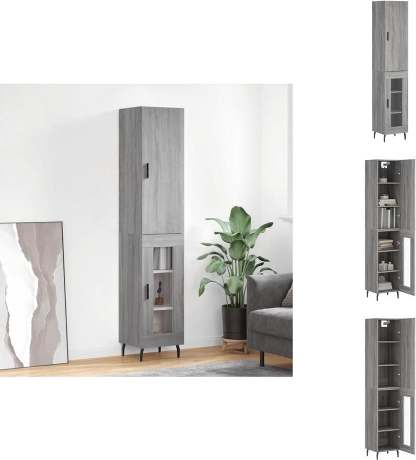 VidaXL Hoge Kast Hoge Kasten Hoge Kast Met Lade Kast -Hoge-kast-34-5x34x180-cm-bewerkt-hout-grijs-sonoma-eikenkleurig