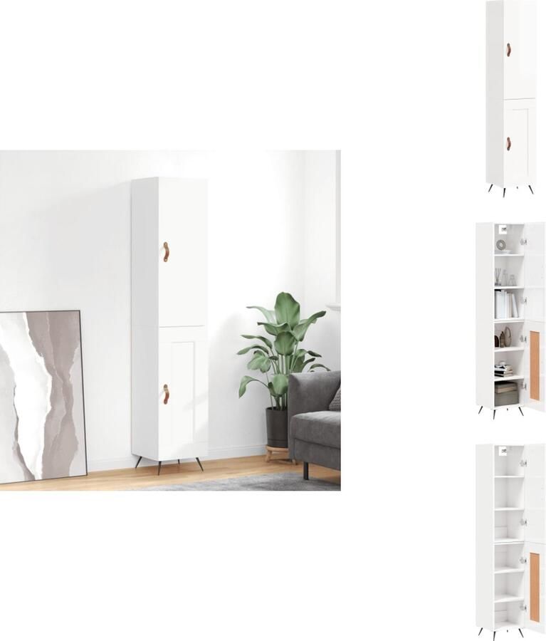 VidaXL Hoge Kast Hoge Kasten Hoge Kast Met Lade Kast -Hoge-kast-34-5x34x180-cm-bewerkt-hout-hoogglans-wit - Foto 5