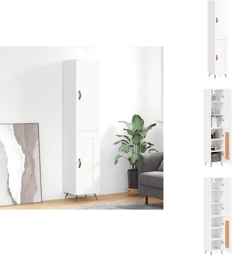 VidaXL Hoge Kast Hoge Kasten Hoge Kast Met Lade Kast -Hoge-kast-34-5x34x180-cm-bewerkt-hout-hoogglans-wit - Foto 3