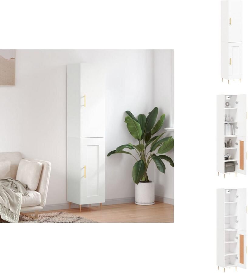 VidaXL Hoge Kast Hoge Kasten Hoge Kast Met Lade Kast Hoge kast 34 5x34x180 cm bewerkt hout wit
