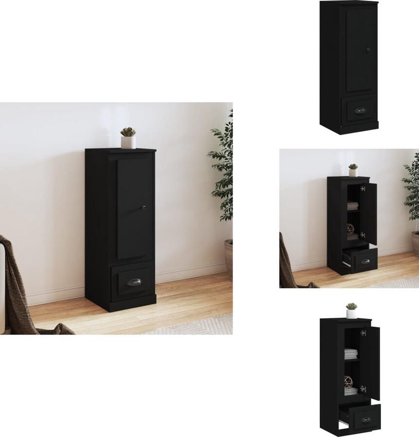 VidaXL Hoge Kast Hoge Kasten Hoge Kast Met Lade Kast Hoge kast 36x35-5x103-5 cm bewerkt hout zwart