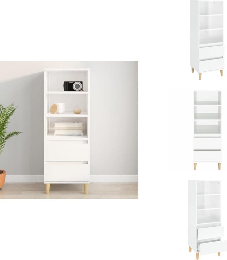 VidaXL Hoge Kast Hoge Kasten Hoge Kast Met Lade Kast Hoge kast 40x36x110 bewerkt hout hoogglans wit
