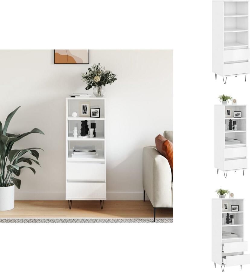 VidaXL Hoge Kast Hoge Kasten Hoge Kast Met Lade Kast Hoge kast 40x36x110 bewerkt hout hoogglans wit