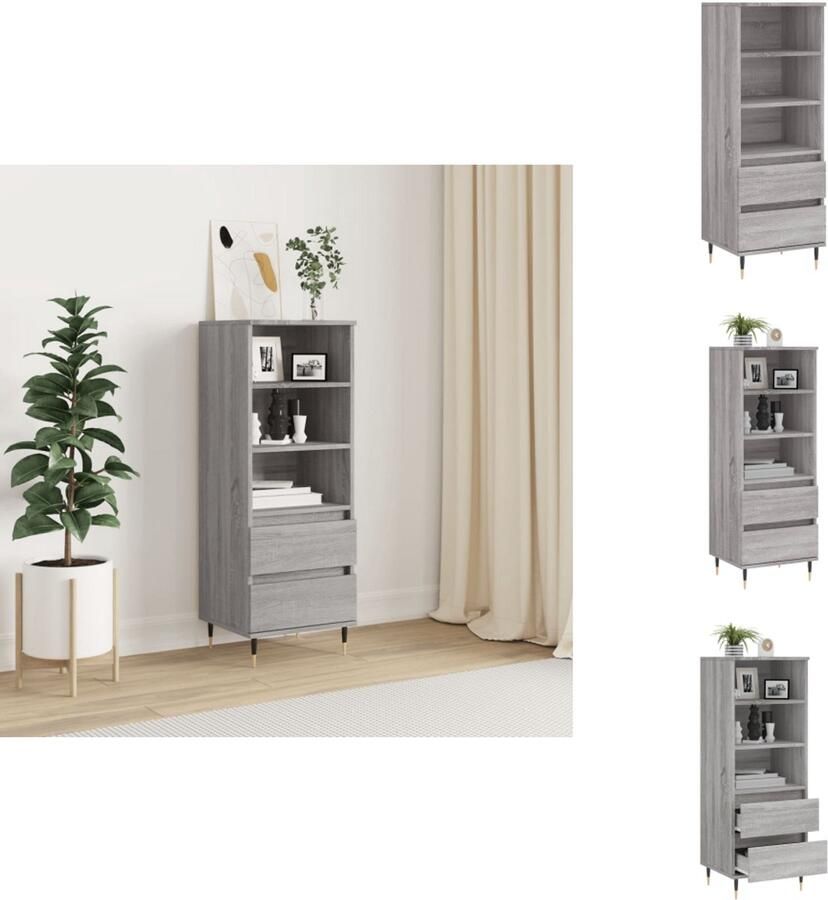 VidaXL Hoge Kast Hoge Kasten Hoge Kast Met Lade Kast Hoge kast 40x36x110 cm bewerkt hout grijs sonoma - Foto 2