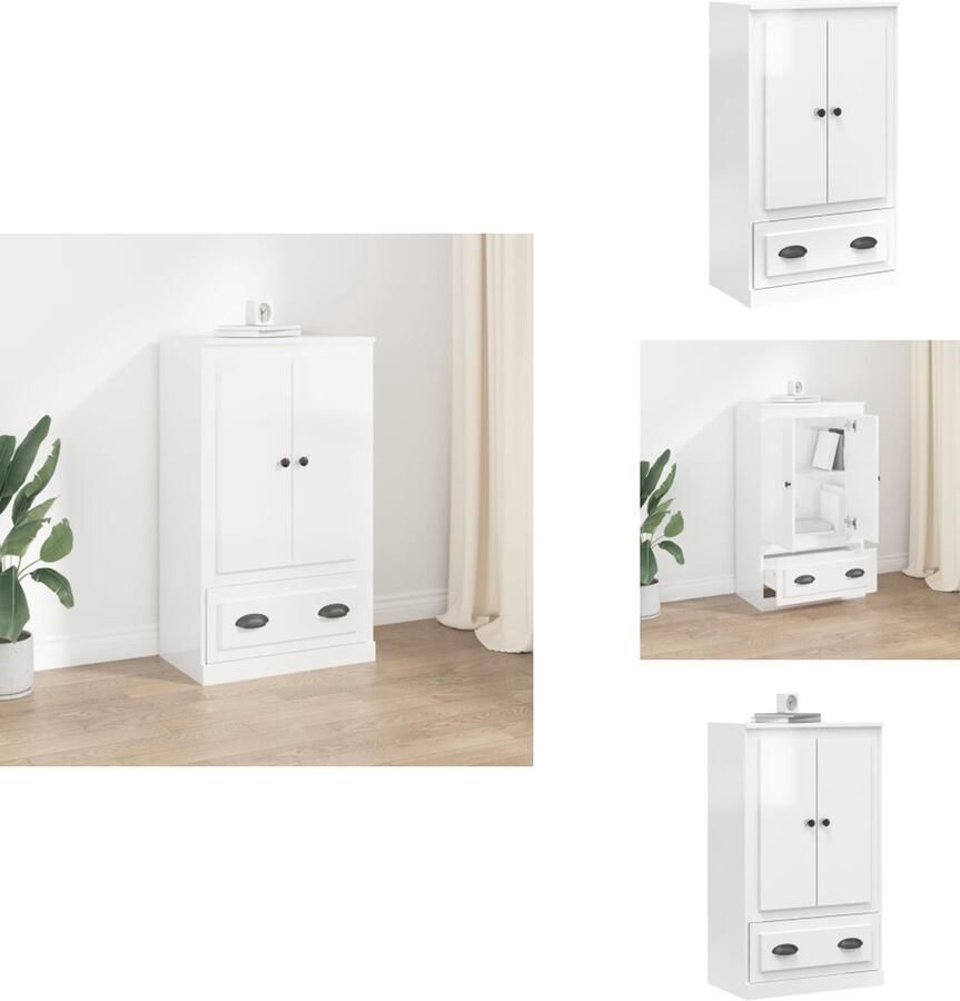 VidaXL Hoge Kast Hoge Kasten Hoge Kast Met Lade Kast Hoge kast 60x35-5x103-5 cm bewerkt hout hoogglans wit
