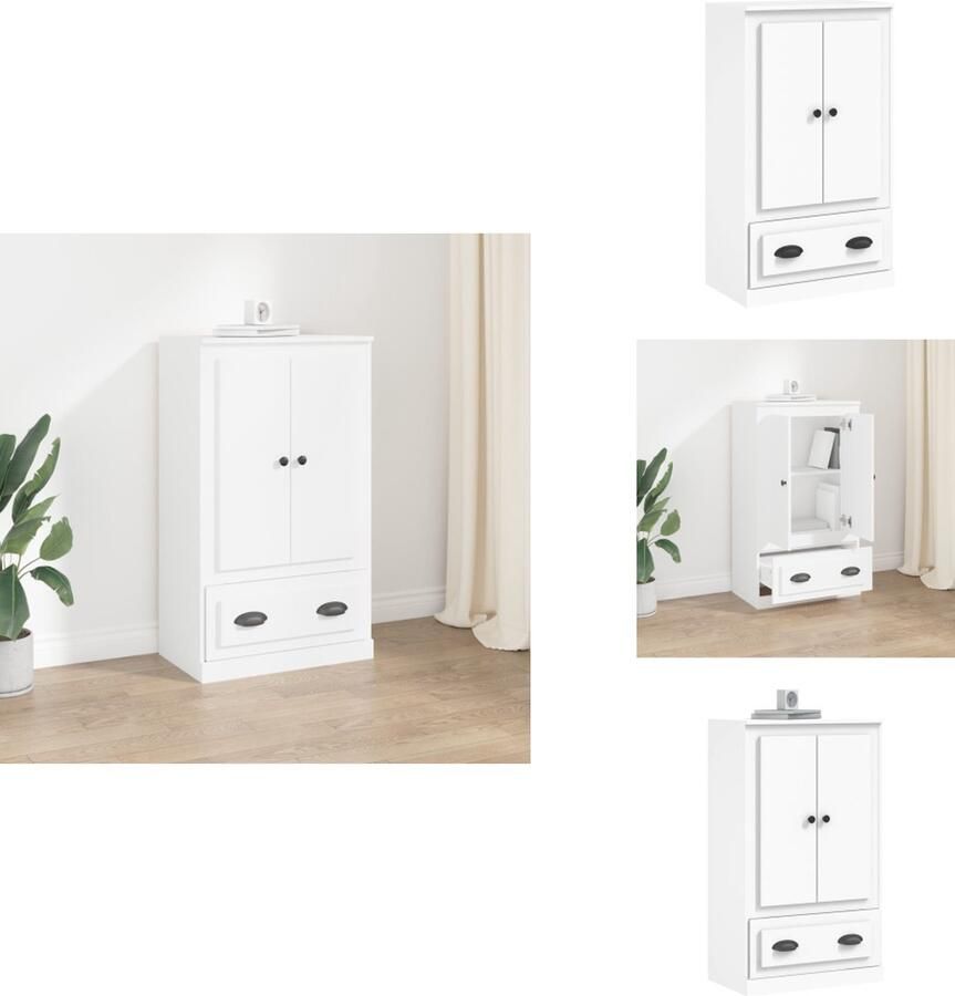 VidaXL Hoge Kast Hoge Kasten Hoge Kast Met Lade Kast Hoge kast 60x35 5x103 5 cm bewerkt hout wit