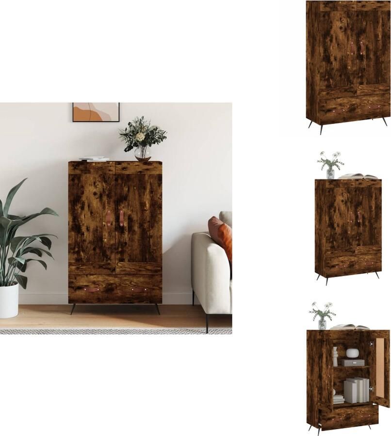 VidaXL Hoge Kast Hoge Kasten Hoge Kast Met Lade Kast Hoge kast 69-5x31x115 cm bewerkt hout gerookt eikenkleurig