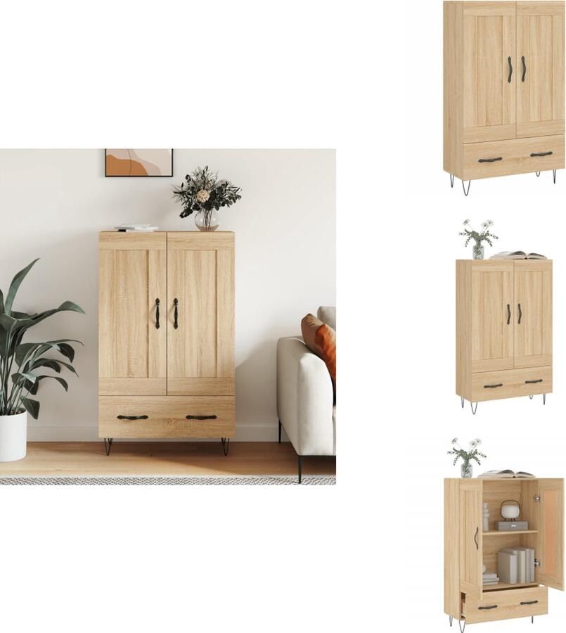 VidaXL Hoge Kast Hoge Kasten Hoge Kast Met Lade Kast Hoge kast 69-5x31x115 cm bewerkt hout sonoma eikenkleurig - Foto 2