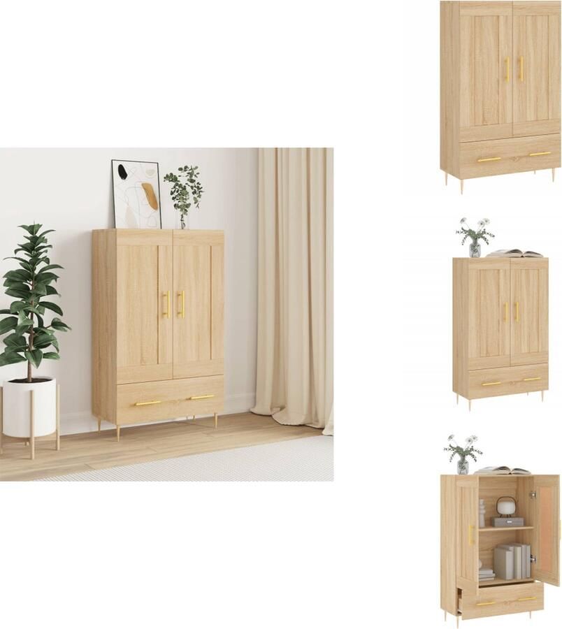 VidaXL Hoge Kast Hoge Kasten Hoge Kast Met Lade Kast Hoge kast 69-5x31x115 cm bewerkt hout sonoma eikenkleurig - Foto 3