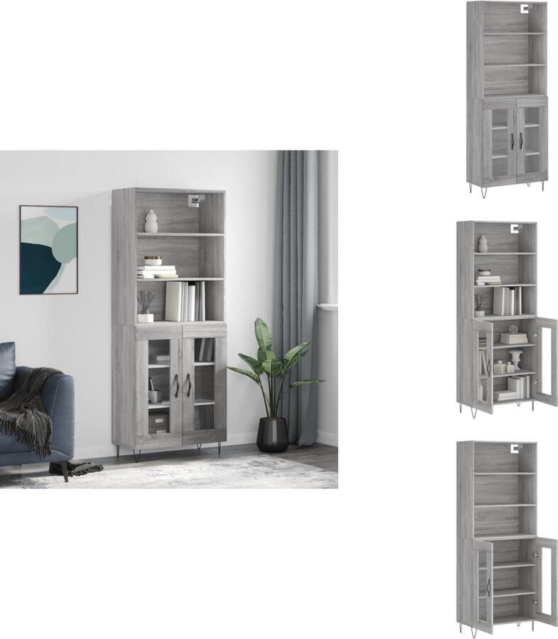 VidaXL Hoge Kast Hoge Kasten Hoge Kast Met Lade Kast -Hoge-kast-69-5x34x180-cm-bewerkt-hout-grijs-sonoma-eikenkleurig - Foto 10