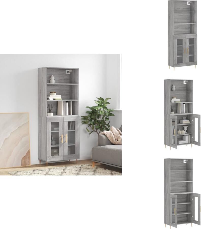 VidaXL Hoge Kast Hoge Kasten Hoge Kast Met Lade Kast -Hoge-kast-69-5x34x180-cm-bewerkt-hout-grijs-sonoma-eikenkleurig - Foto 6