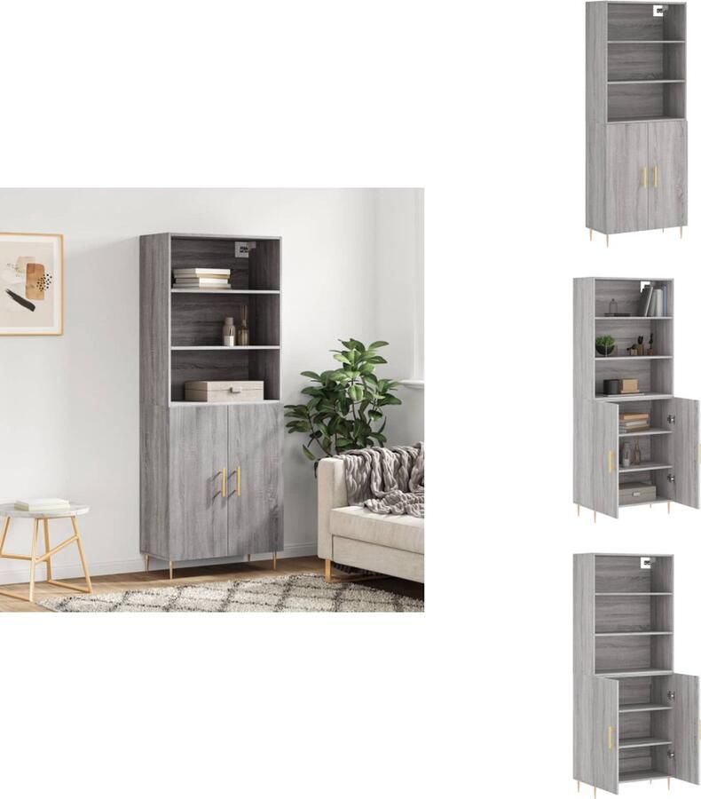 VidaXL Hoge Kast Hoge Kasten Hoge Kast Met Lade Kast -Hoge-kast-69-5x34x180-cm-bewerkt-hout-grijs-sonoma-eikenkleurig - Foto 7