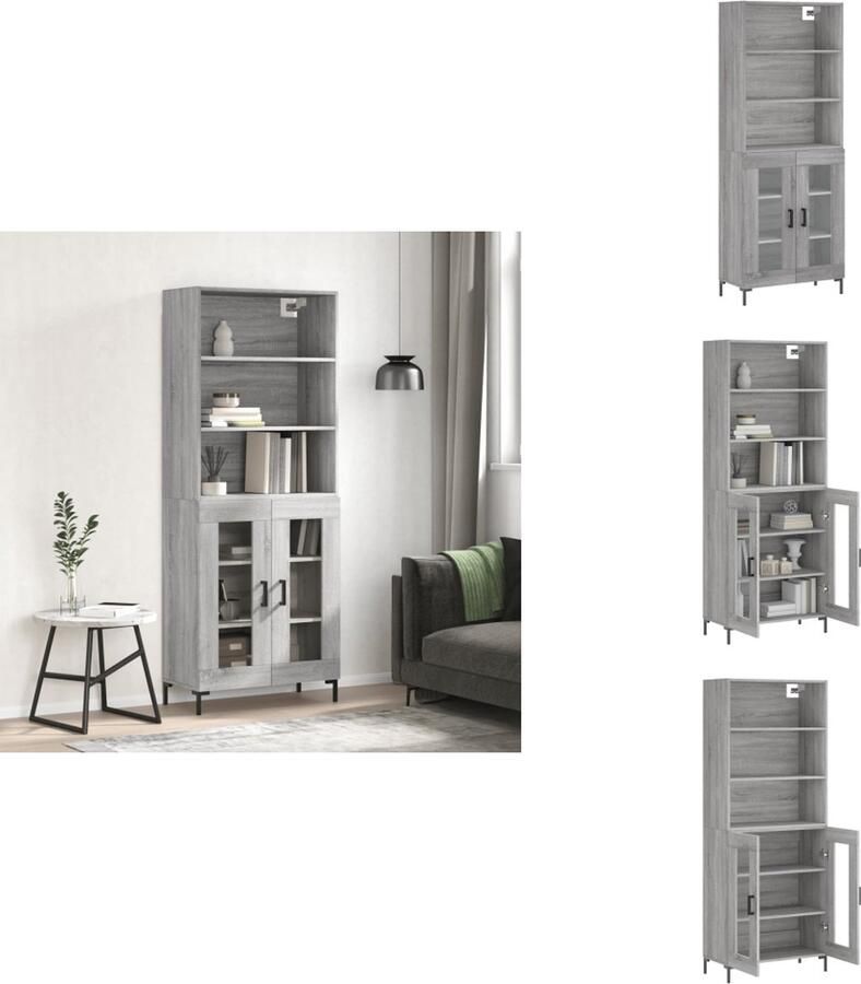 VidaXL Hoge Kast Hoge Kasten Hoge Kast Met Lade Kast -Hoge-kast-69-5x34x180-cm-bewerkt-hout-grijs-sonoma-eikenkleurig - Foto 9