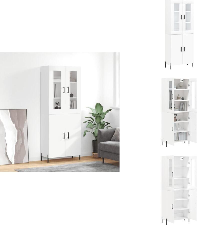 VidaXL Hoge Kast Hoge Kasten Hoge Kast Met Lade Kast Hoge kast 69-5x34x180 cm bewerkt hout wit
