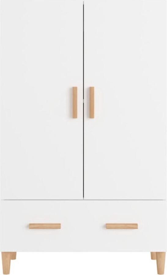 VidaXL Hoge Kast Hoge Kasten Hoge Kast Met Lade Kast Hoge kast 70x31x115 cm bewerkt hout hoogglans wit