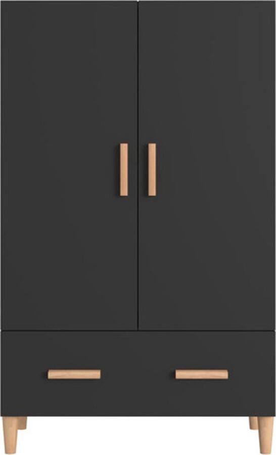 VidaXL Hoge Kast Hoge Kasten Hoge Kast Met Lade Kast Hoge kast 70x31x115 cm bewerkt hout zwart