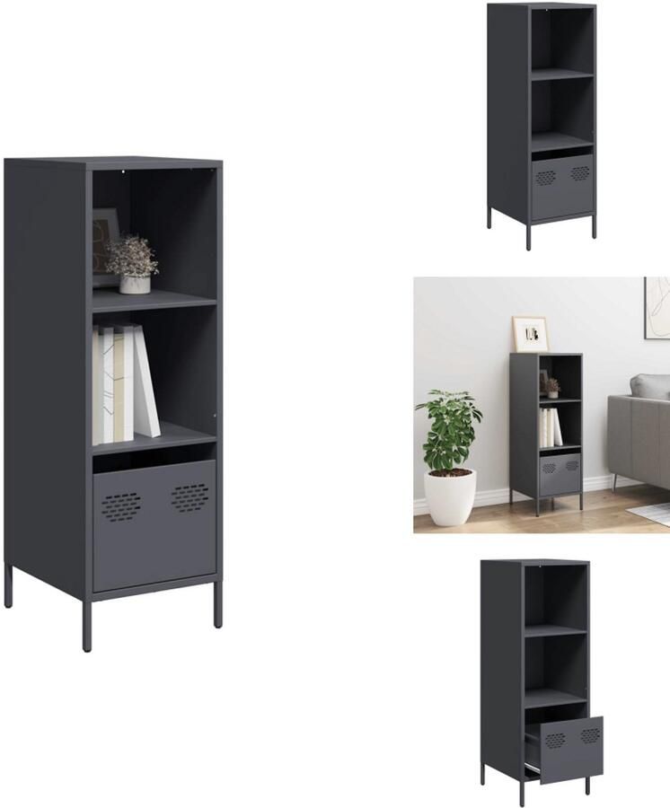 VidaXL Hoge Kast Hoge Kasten Hoge Planken Boekenkast Hoge kast 35x39x103 5 cm staal antracietkleurig