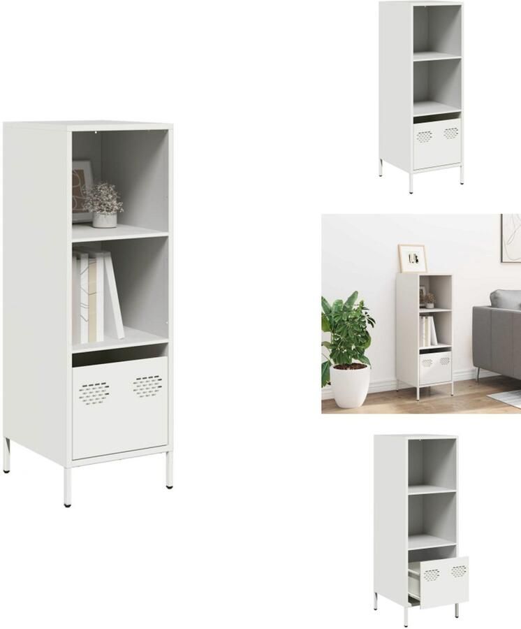 VidaXL Hoge Kast Hoge Kasten Hoge Planken Boekenkast Hoge kast 35x39x103 5 cm staal wit