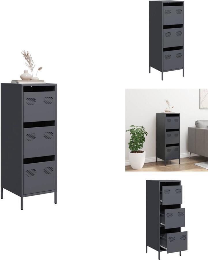 VidaXL Hoge Kast Hoge Kasten Hoge Planken Boekenkast Hoge kast 39x35x103 5 cm staal antracietkleurig