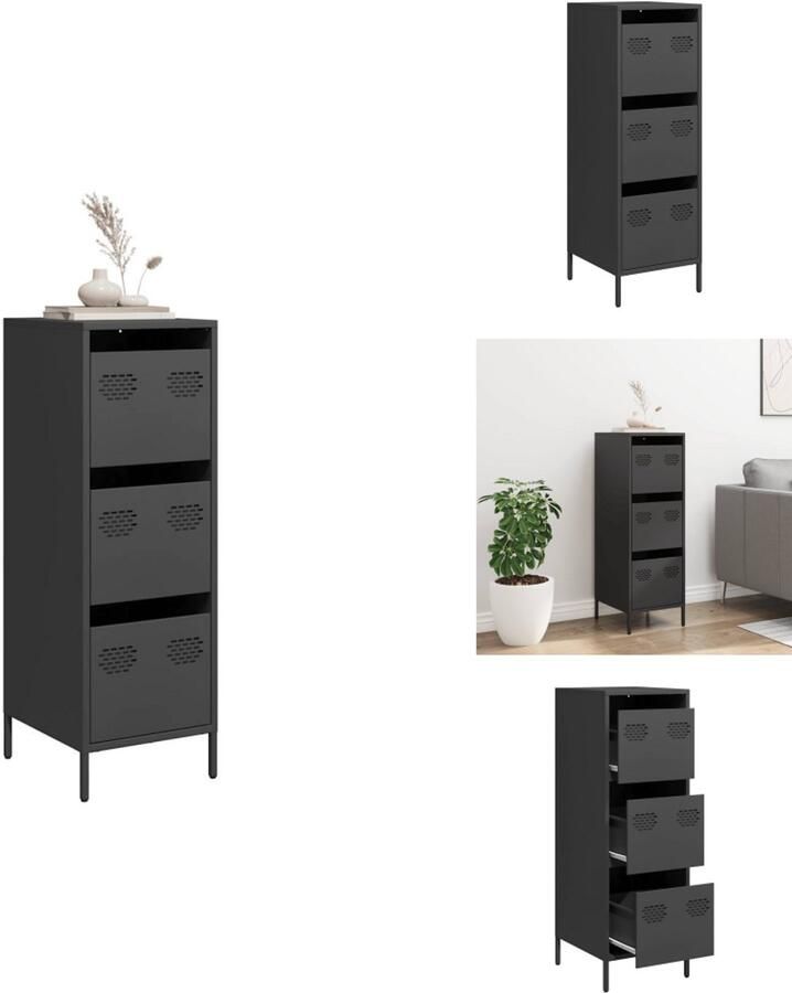 VidaXL Hoge Kast Hoge Kasten Hoge Planken Boekenkast Hoge kast 39x35x103 5 cm staal zwart